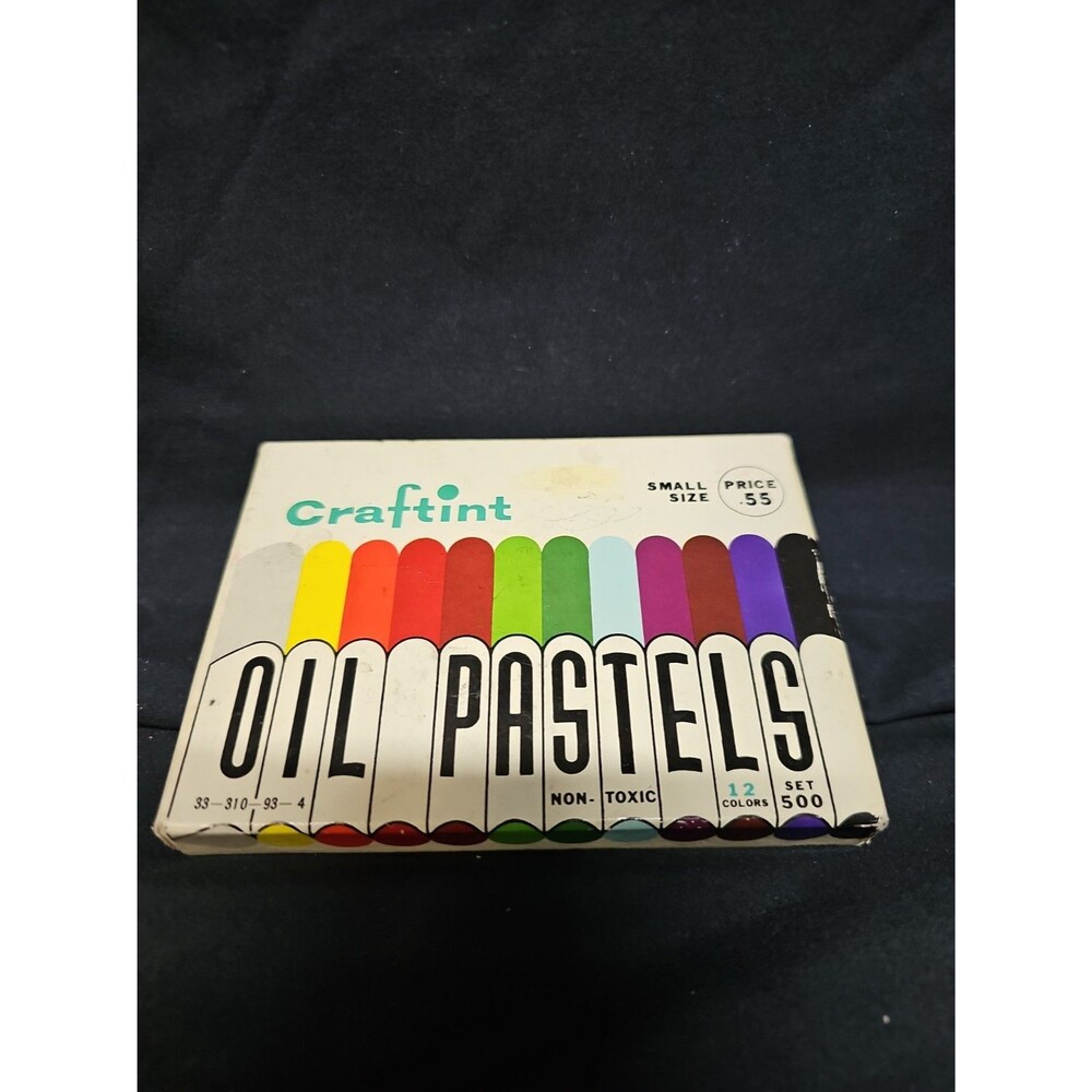 VINTAGE CRAFTINT OIL PASTELS Small Size Set 500 Japan 12 Colors